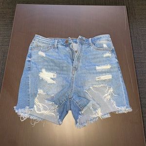 curvy distressed denim shorts